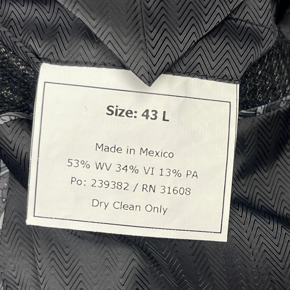 Jos A Bank RESERVE‎ Tollegno 1900 Wool Blend 43L Blazer Sport Coat Jacket Grey